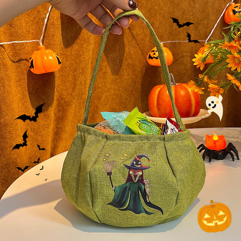 Bolsa de dulces de Halloween portátil bolsas de calabaza tridimensionales para niños regalos props de fiesta de fantasmas brujas transfronterizas props de fiesta de fantasmas