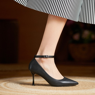 Soft leather small size high heels women's 31323 professional large size women's shoes 41-43 with 3cm work shoes low heel