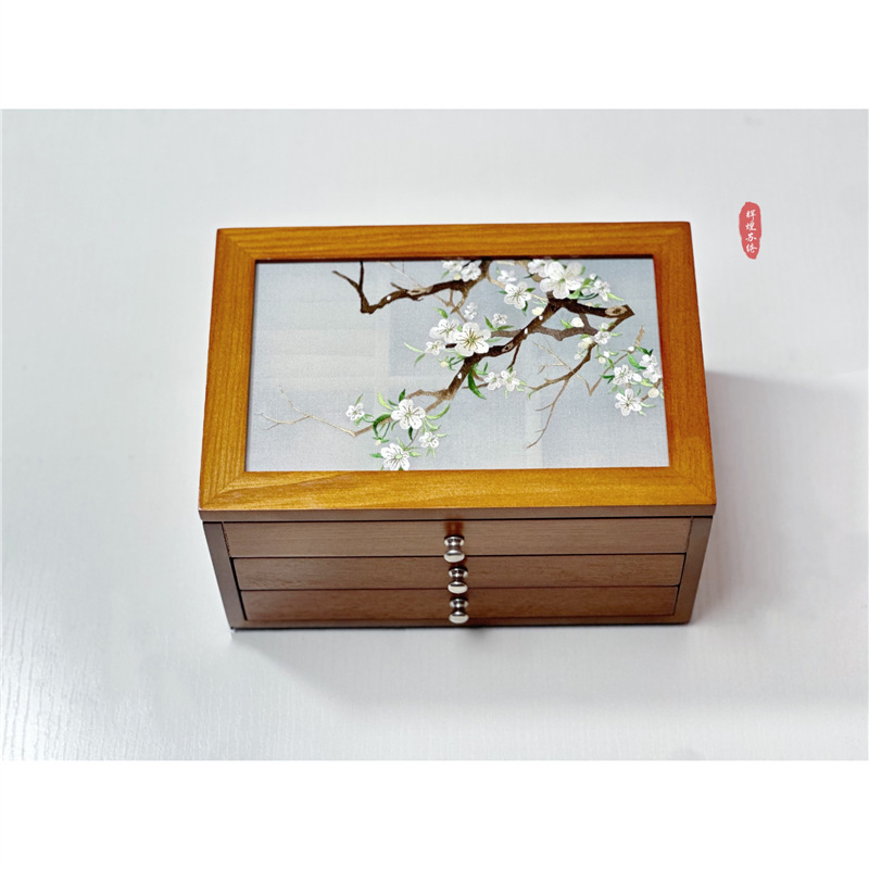 結婚プレゼントの首飾り箱手作り蘇刺繍両面刺繍木製三層ジュエリー収納箱洗練された誕生日に友人に贈る|undefined