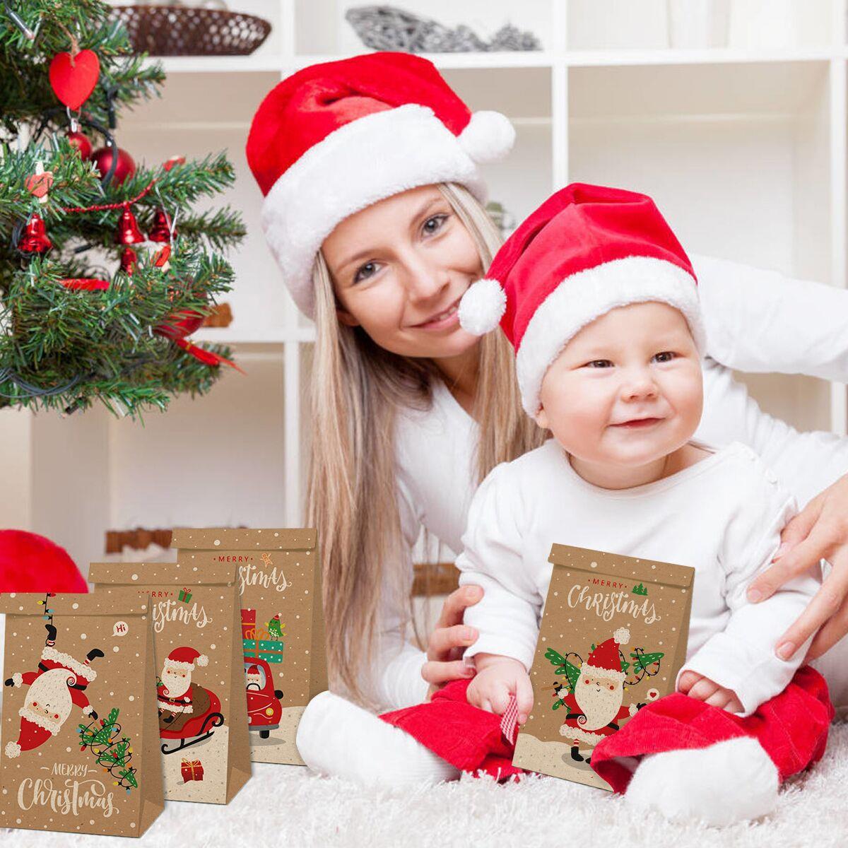 LB048wish 圣诞节苹果雪人老人礼品包装派对防油牛皮纸纸袋