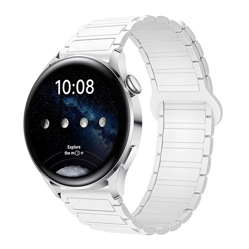 适用三星华为表带GT3/4/5荣耀watch4567二代三珠硅胶磁吸手表带|undefined