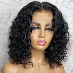 速売通の新型欧米の小さい巻きのかつらの女性wigsの前のレースのかつらの中で長い巻きの髪のかつらのカバーを分けます。