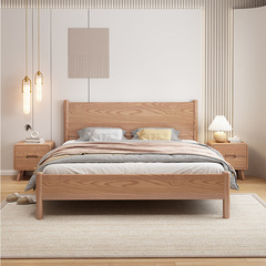 現代北歐日式實木床白蠟木簡約主臥婚床原木風臥室1.8米單雙人床