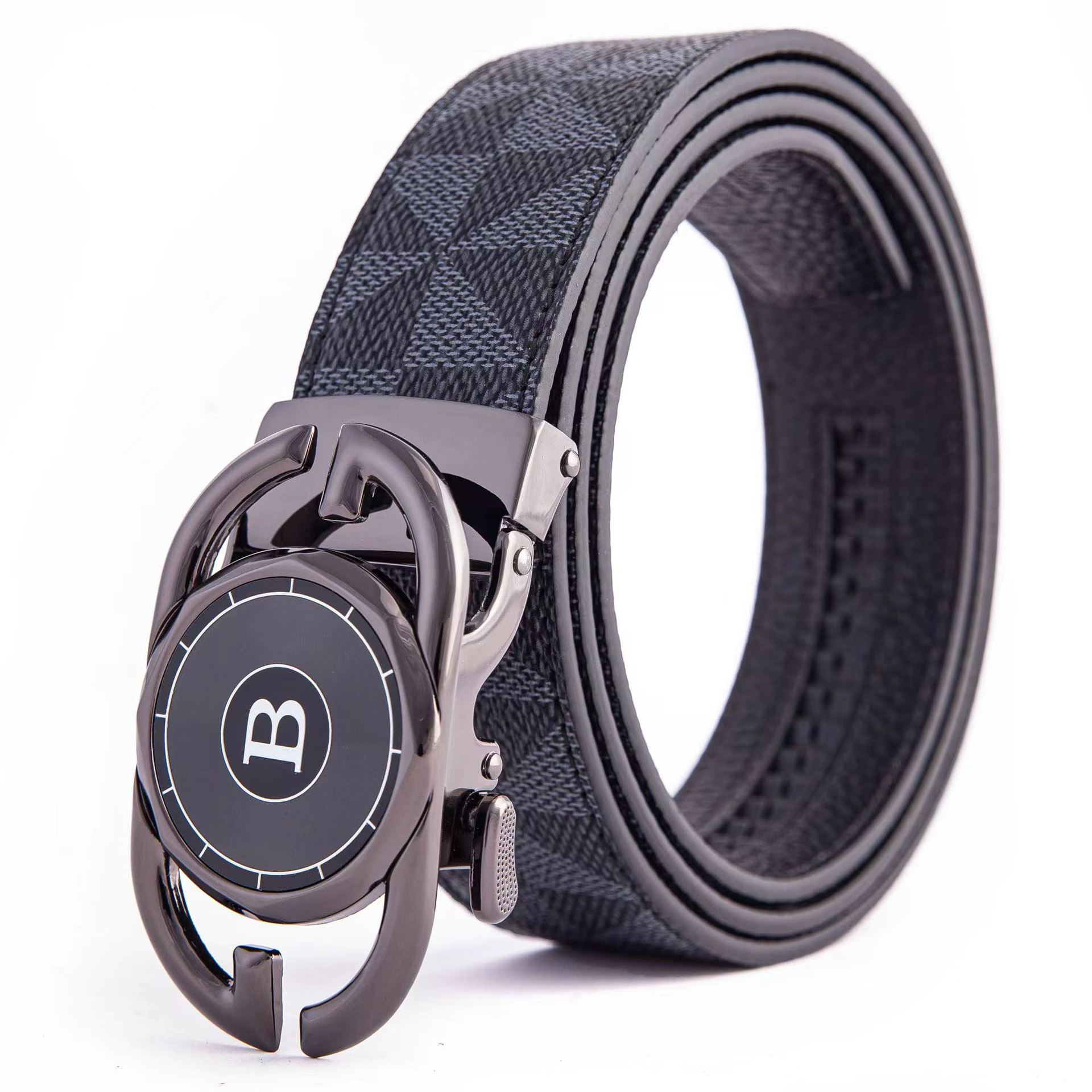 Cinturón de cuero genuino para hombre, informal, de negocios, impreso, popular, resistente a los arañazos y al desgaste, hebilla de cinturón, fabricante transfronterizo, venta directa al por mayor