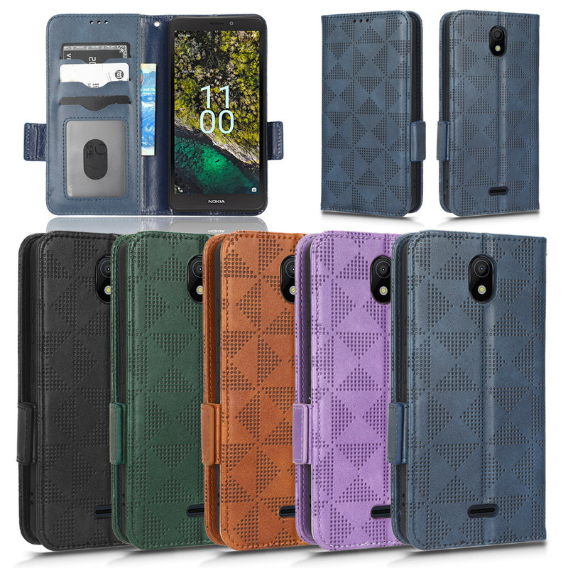 Suitable for Nokia C100 symmetrical triangle phone case Nokia C100 protective case flip leather case card case
