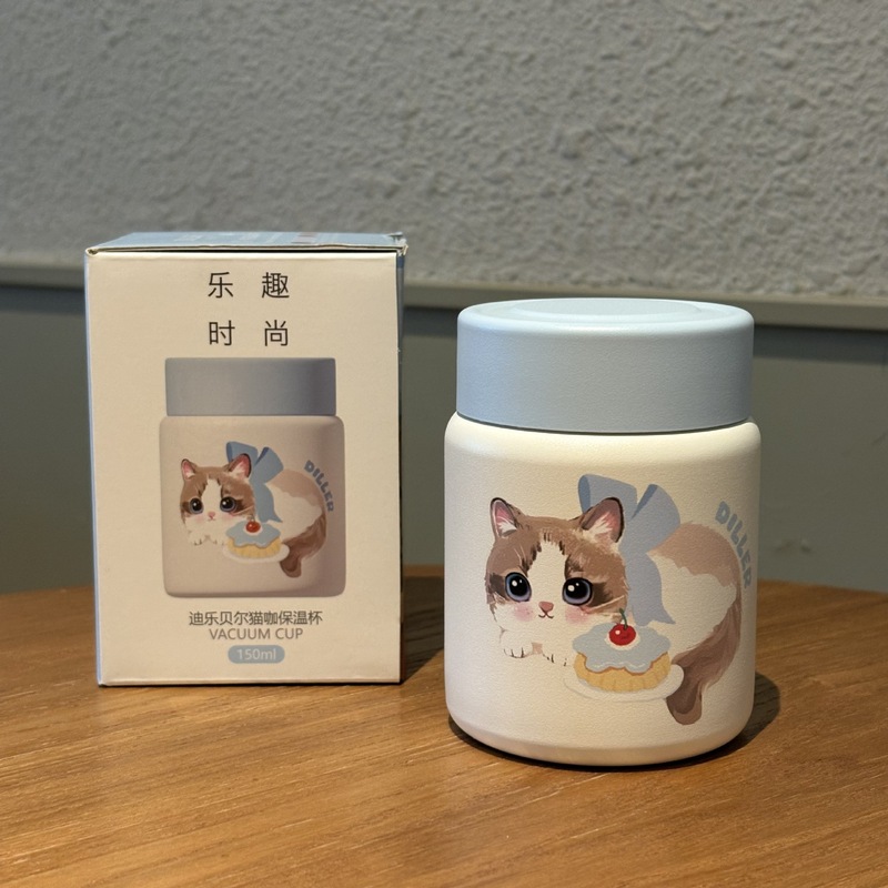 迪乐贝尔猫咖保温杯高颜值316内胆口袋小巧便携卡通吸管杯冰霸杯|undefined