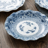 Импортированная из Японии, старинная и освежающая керамическая десертная тарелка с волнистыми краями, японская подглазурная тарелка для закусок, тарелка для суши.