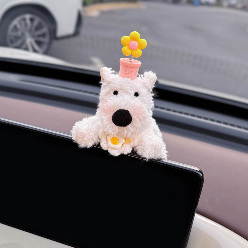 Decoración de coche de West Highland, accesorios de coche, pantalla de control central, muñeca de fiesta, pantalla de visualización de cachorro, linda decoración de pantalla