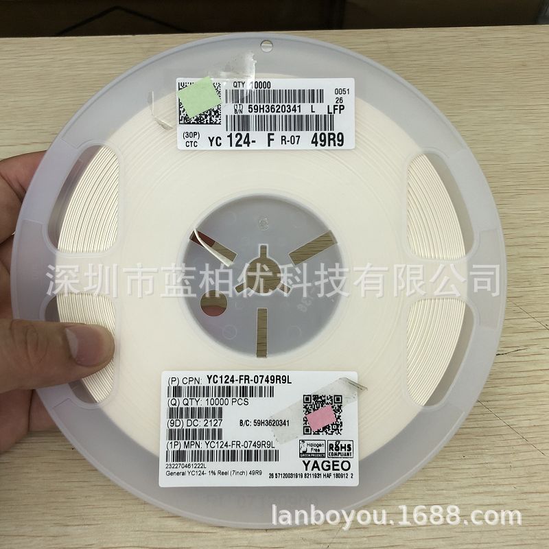 0402贴片排阻 精密排阻 0402X4-49.9R 1% 8P4R YC124-FR-0749R9L