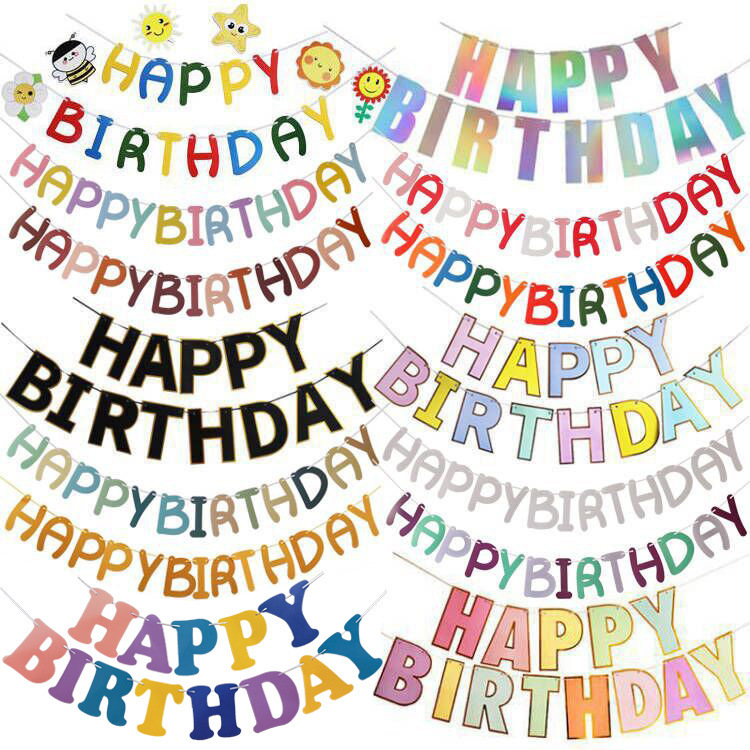 Macaron Color Hot Stamping Happy Birthday Letter Pull Flag Birthday Party Background Wall Layout Decorative Pull Strip Wholesale Macaron Color Hot Stamping Happy Birthday Letter Pull Flag Birthday Party Background Wall Layout Decorative Pull Strip Wholesale