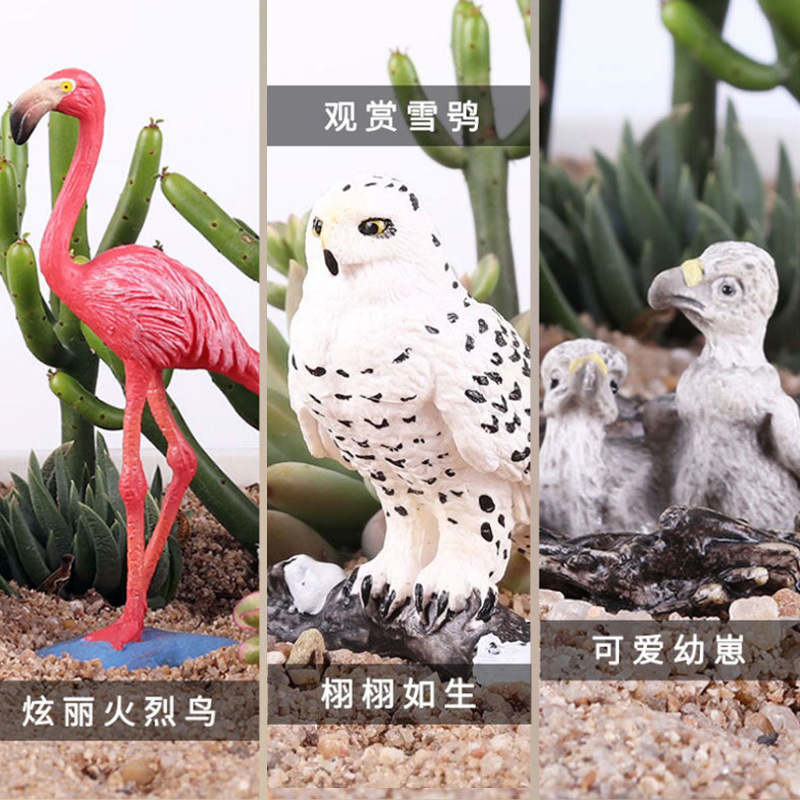 Modelo de simulación de aves sólidas para niños juguete loro Águila Flamingo Peacock Bird Toy Amazon transfronterizo