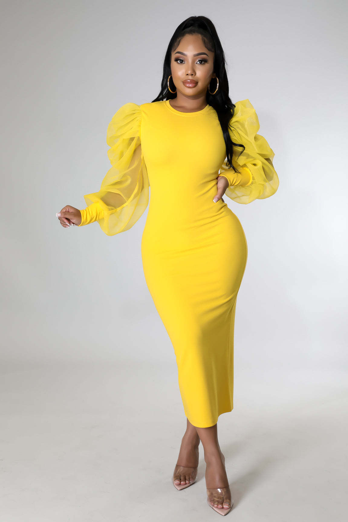 Women's Regular Dress Elegant Round Neck Long Sleeve Solid Color Midi Dress Daily display picture 4
