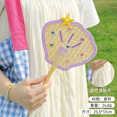 かわいい携帯ミニ扇子夏団扇竹編アニメ中国風手作り蒲扇高颜値ドーパミン