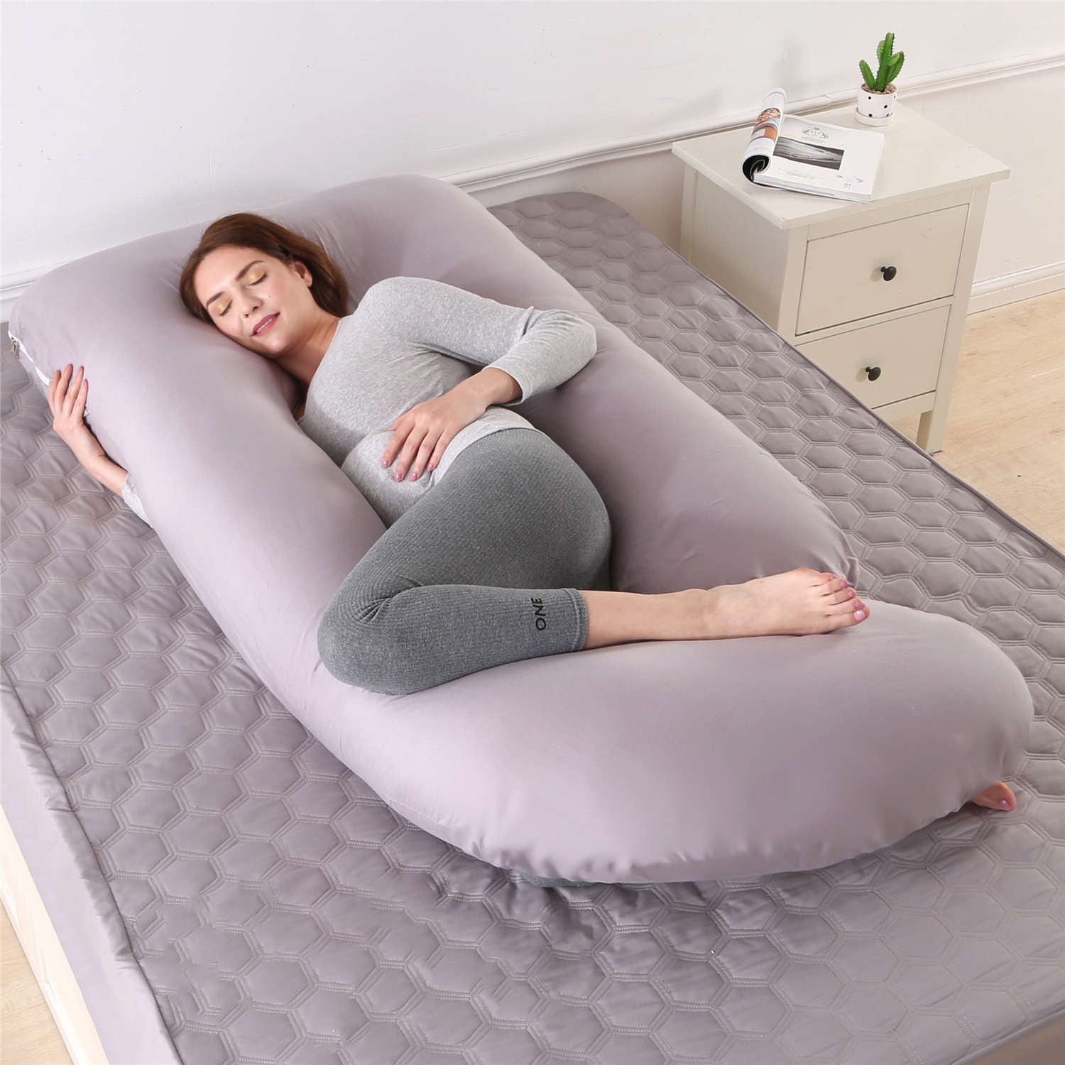 Almohada de maternidad lado dormitorio de algodón extraíble y lavable almohada de soporte de cintura en forma de G grande transfronteriza FÁBRICA DE Amazon almohada de maternidad al por mayor