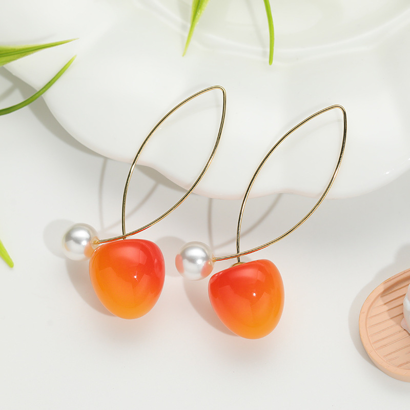 Aretes de cereza roja para mujer – colgante exquisito, fruta de imitación versátil, nuevo estilo