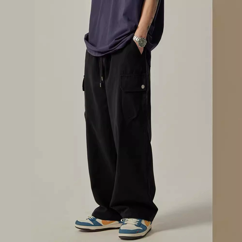 Tide, retro Japanese demi-season trend trousers for leisure, American style, loose straight fit