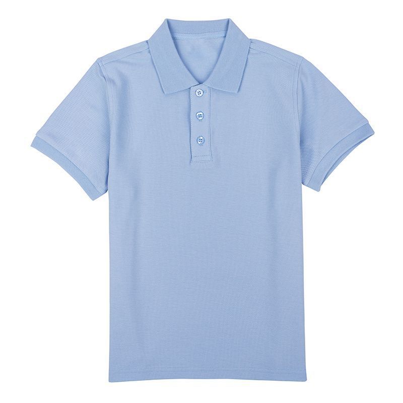 Blue school uniform polo shirt for primary and secondary school students, boys, girls, and older children, short-sleeved T-shirt