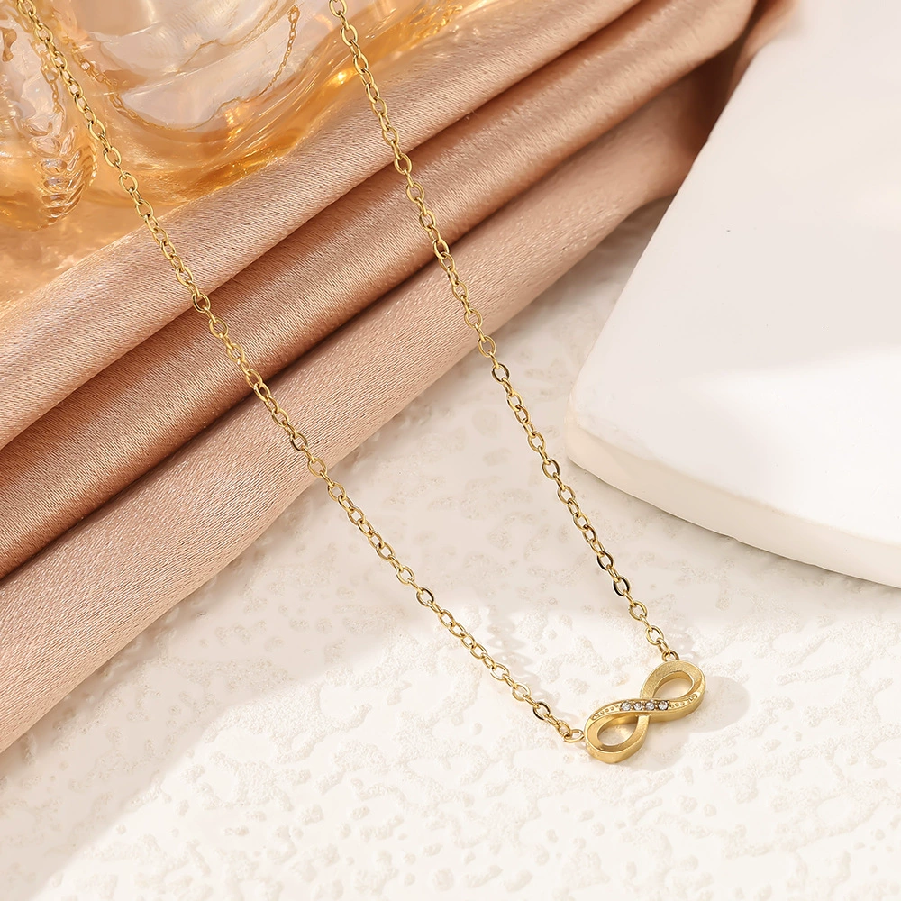 Bracelet stainless steel, necklace, chain, jewelry, set, 18 carat white gold, high-quality style, light luxury style, micro incrustation