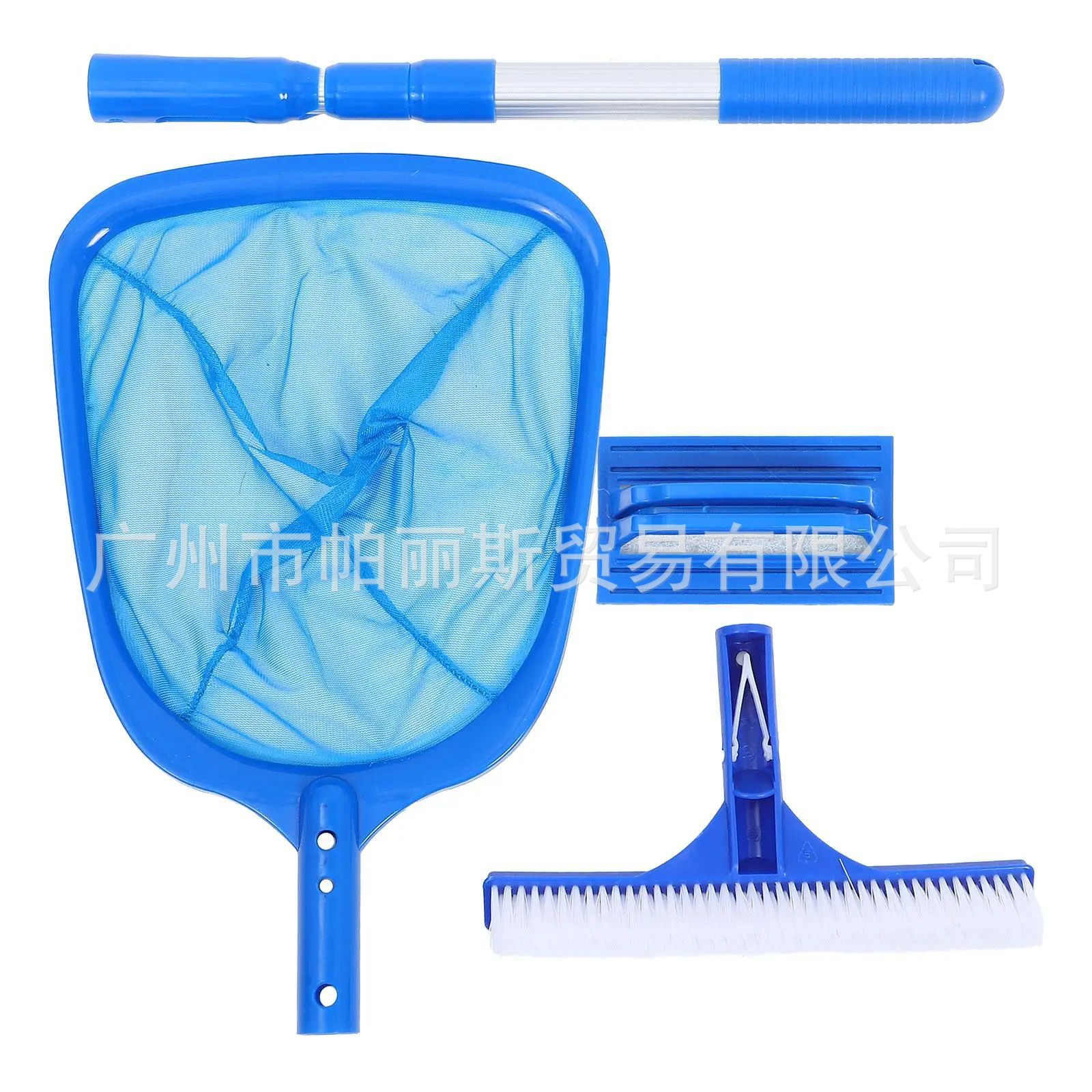 Kit de limpieza de piscina de 3 piezas con barra retráctil y cepillo de piscina