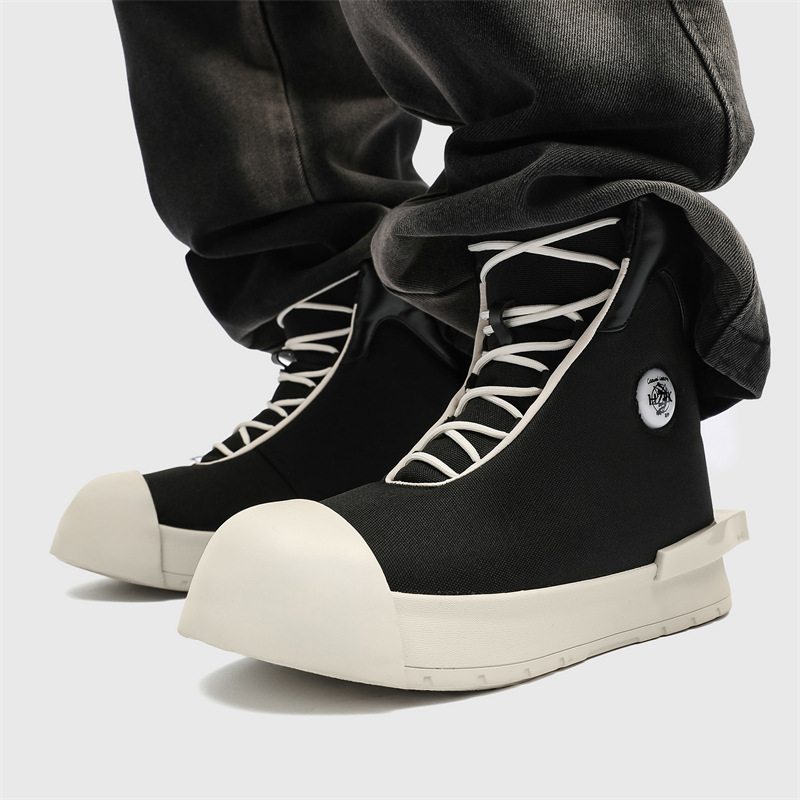 Pantofi sport casual pentru bărbați, cu talpă groasă, din pânză, cu aspect de înălțime, 2025, model nișă, cu design cu cap mare, pentru stradă, model high-end, X227_voghion.com