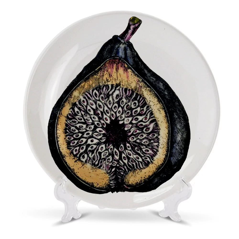 Italian FORNASETTIAN hand -painted fruit vegetarian decoration plate light luxury ceramic round flat plate home decoration