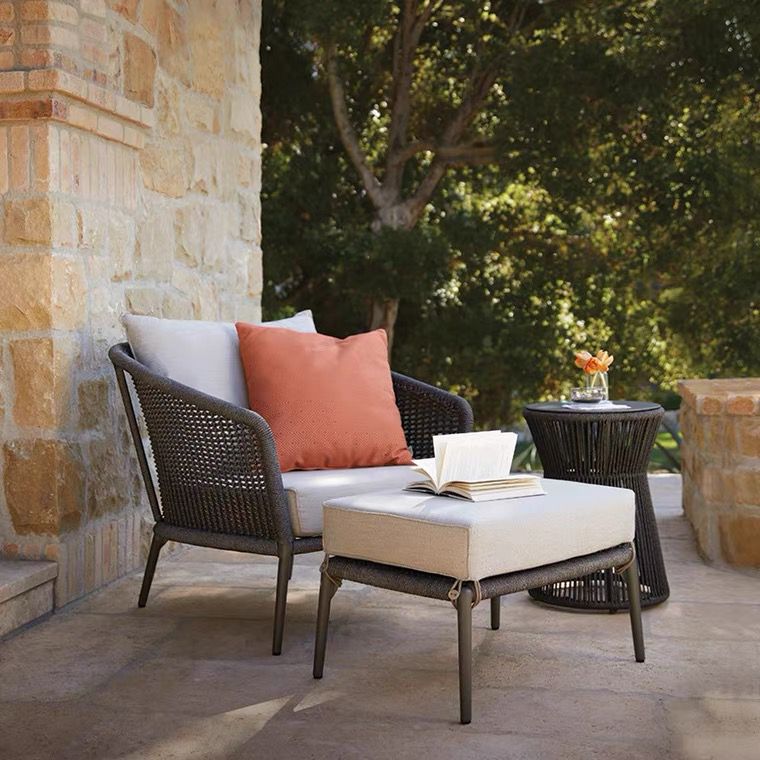 Sofá nórdico de exterior para patio, terraza, balcón, villa, casa de huéspedes, protección solar, silla de ratán tejida con cuerda, muebles de ratán, mobiliario suave.