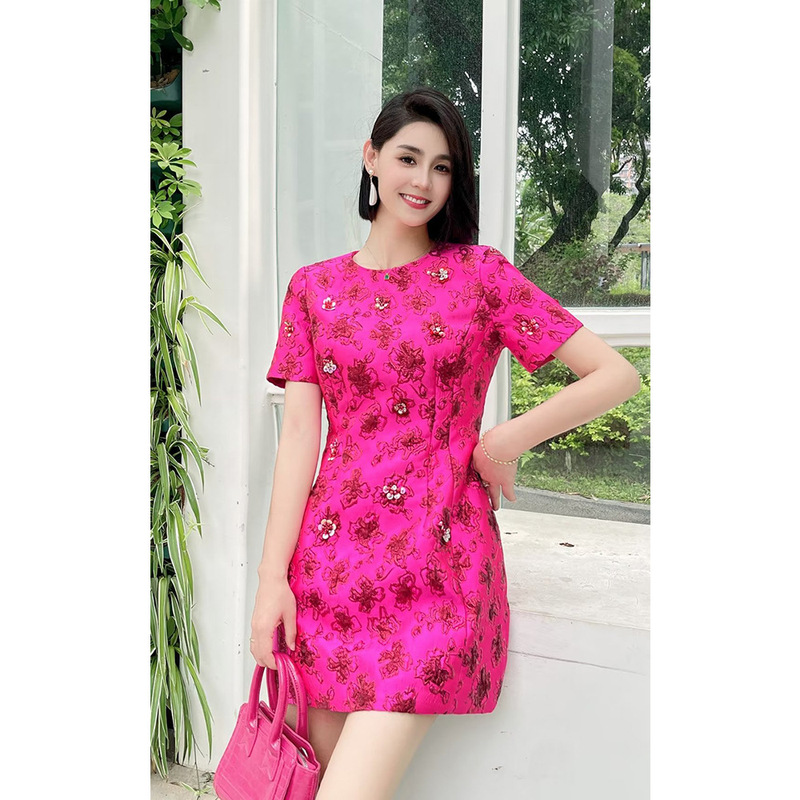Party and Date Casual Luxury Mini Dress, Jacquard Hand-Beaded Sequin Waist-Cinching Dress for Petite Women, New Spring and Autumn Style Party and Date Casual Luxury Mini Dress, Jacquard Hand-Beaded Sequin Waist-Cinching Dress for Petite Women, New Spring and Autumn Style