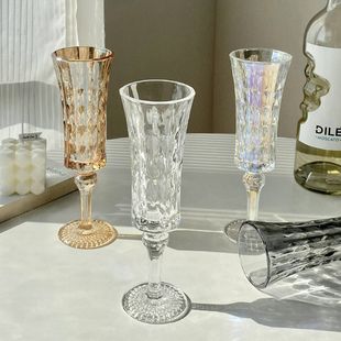 Niche Ins French-style Embossed Goblet Vintage Champagne Glass High-value Household Women's Red Wine Glass Water Glass