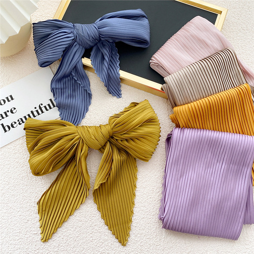 70 pleated solid color small square scarf for women plain color four seasons thin silk scarf professional spring and autumn scarf decorative scarf