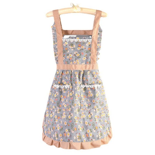  New Cotton Apron Home Use Canvas Thin Kitchen Stain-Proof Breathable Cute Gas Princess Dress Workwear