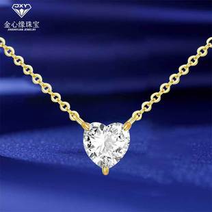 S925 Silver Plated 14K Gold Heart 5A Mosan Diamond Pendant Necklace Advanced Niche Gift Love Clavicle Chain