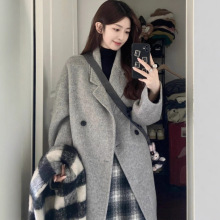 毛呢外套女2025新款秋冬韩系小个子高级感中长款呢子大衣潮A8091