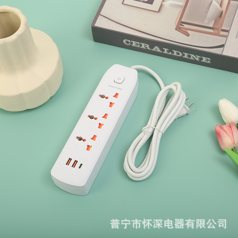 2USB + 1Type-c teléfono inteligente toma de carga inteligente con puerta de seguridad caja de regalo embalaje de color mixto estándar americano estándar europeo estándar británico