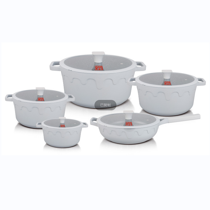 UCC LIFE Navidad 10 piezas set olla granito aluminio set cocina de arroz de mármol piedra olla de cocina