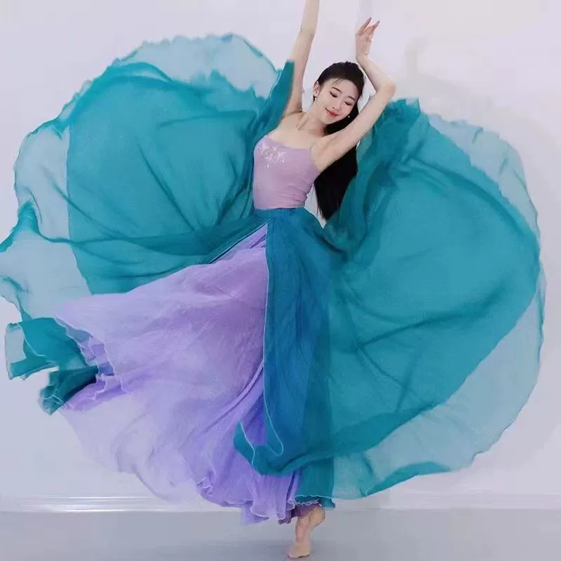 2023 Новая квадратная танцевальная одежда шифоновая длинная юбка классический этнический латинский танцевальный костюм для взрослых женщин