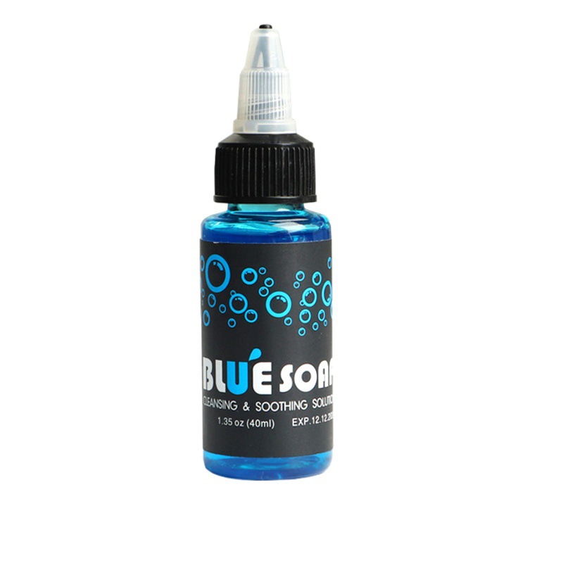 Solución de limpieza para tatuajes, espuma desinfectante de algas azules para tatuajes de 40 ml, alta concentración, especializada para la desinfección de tatuajes.