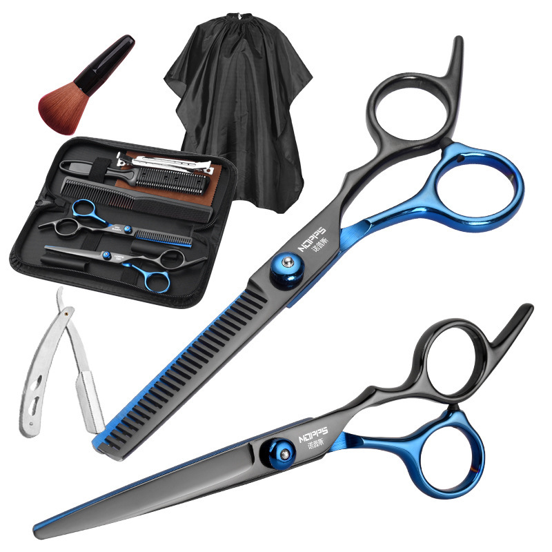 Black and Blue professional haircut hairdressing scissors bangs artifact flat tooth scissors thinning scissors suit tool hair scissors