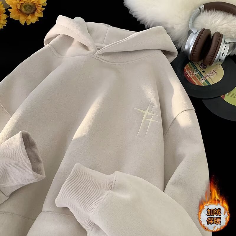 秋冬の新型の重ポンドのスエードのパーカーの男性の潮流の復古的なアメリカのoversizeのゆったりしているベルベットの帽子のコート