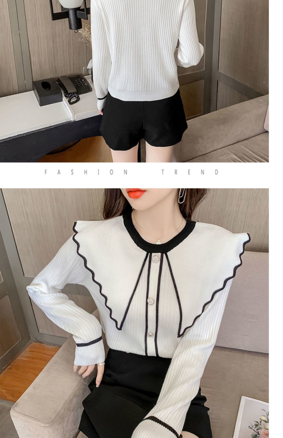 Sweet Lotus Leaf Collar Sweater Style 7