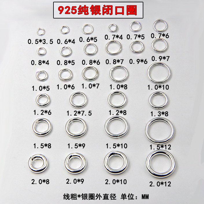 S925纯银闭口银圈圆圈银环密口圈手链项链吊坠耳饰连接器diy配件