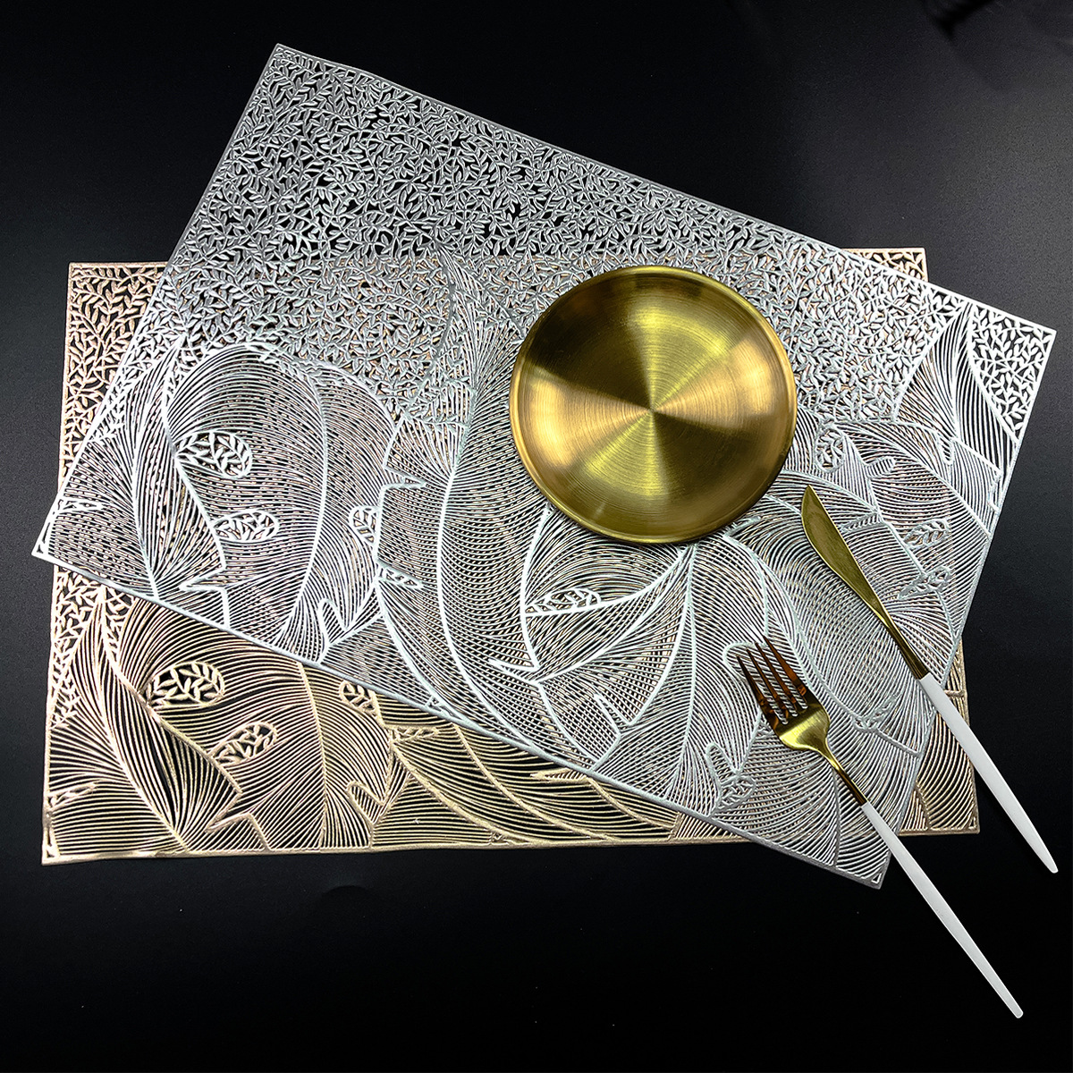 Hoja hueco almohadilla de mesa PVC almohadilla de mesa nórdica aislamiento térmico almohadilla de mesa de oro almohadilla de mesa de taza europea almohadilla de mesa occidental