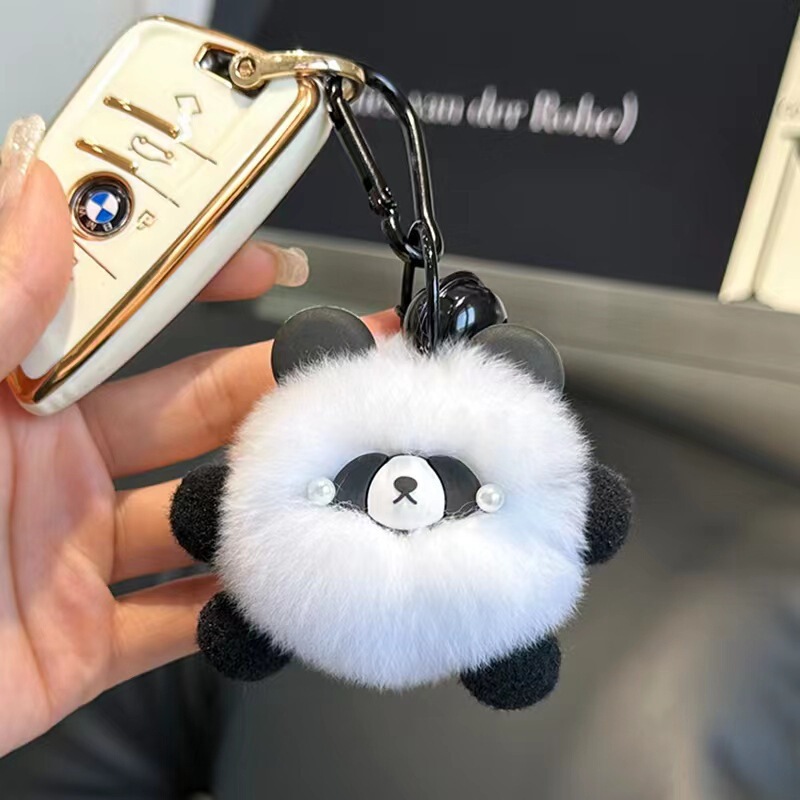 Insかわいいは、ウサギの毛のパンダのストラップの個性的な創造性のぬいぐるみdiyバッグのストラップのプレゼントに似ています|undefined