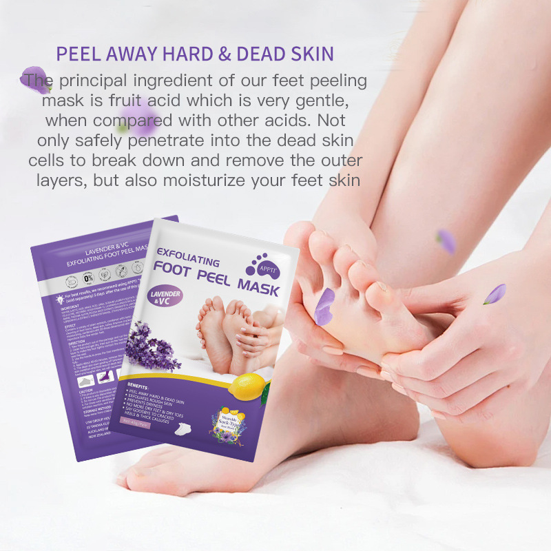 Lavender exfoliating foot membrane foot membrane exfoliating dead skin all English spot manufacturers wholesale Foot Peel Mask