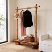 全实木落地式衣帽架特色原木树枝挂衣架家用卧室衣服架服装展示架