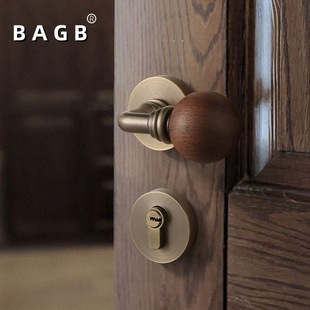 French Middle Style Bedroom Door Lock Indoor Split Magnetic Suction Silent Door Handle Room Door Solid Wood Walnut Door Lock