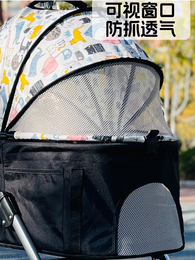 테디 개 애완 동물 카트 작고 중간 노인 개 여행 고양이 카트 경량 접이식 분리