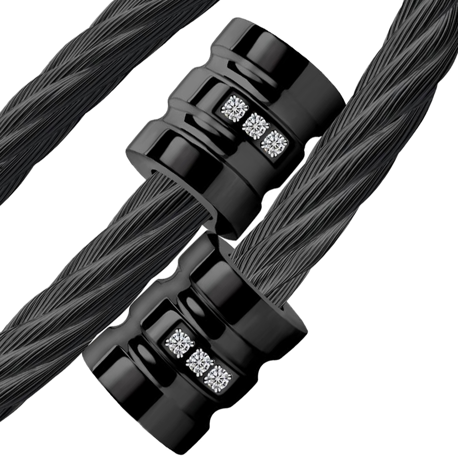Bracciale in filo lucido con diamanti, design leggero di lusso, bracciale aperto in acciaio inossidabile elastico al titanio, geometrico e_voghion.com