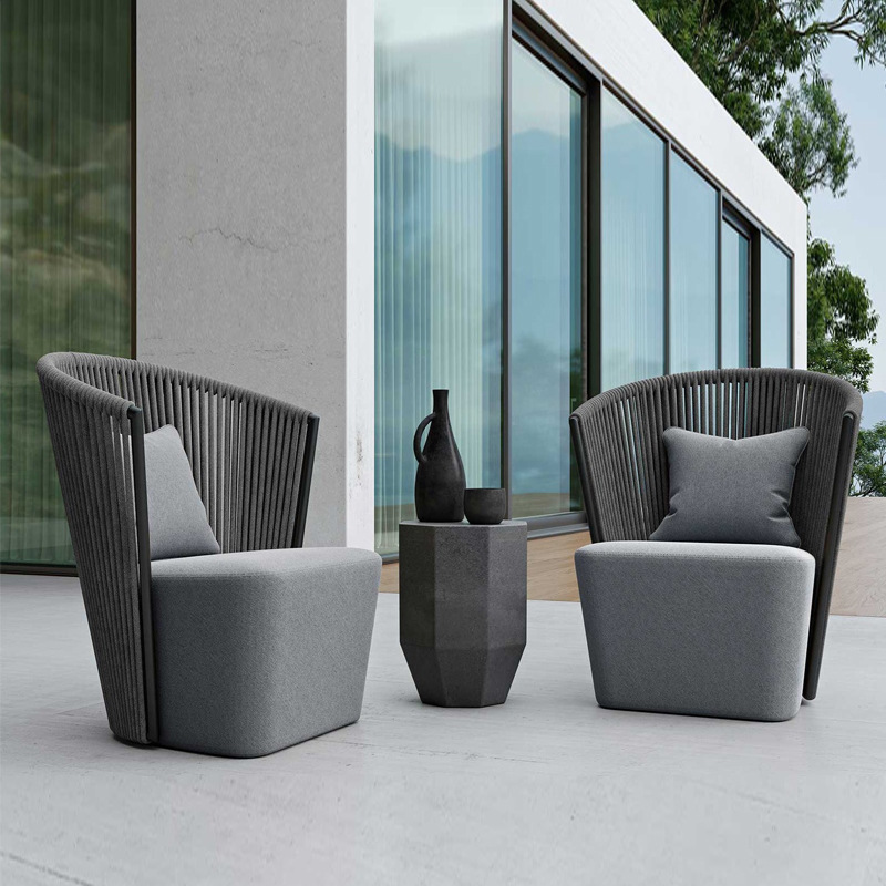 Outdoor dining chairs hotel open courtyard reception tea table woven leisure chairs bed and breakfast small balcony rainproof sunshade furniture