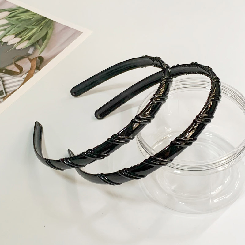 Alrededor de 1,2 cm de ancho diadema brillante Negro simple todo partido diadema dentada antideslizante lavado de cara horquilla sólida diadema accesorios para el cabello