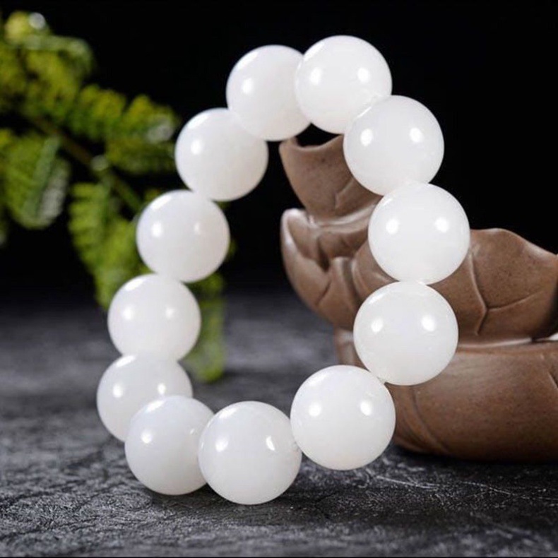Vòng tay ngọc Hetian Tân Cương trắng tinh khiết 8-18mm đơn giản — Màu trắng tinh khiết chi tiết 11